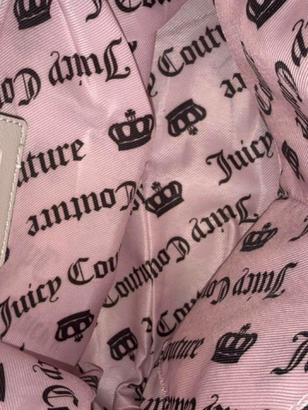 Juicy Couture Navy Velvet Satchel with White Trim and Pink Logo